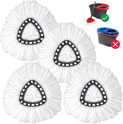 Spin Mop Replacement Head,Thick Microfiber Refills for O-Cedar Spin Mop,4-Pack Washable & Reusable for Hardwood/Tile Floors, Exact Fit for 1-Tank System (White)