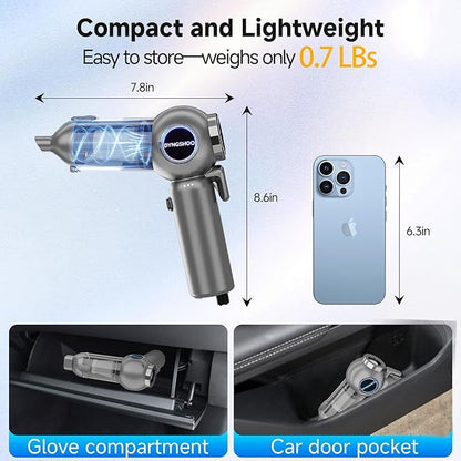Handheld Car Vacuum Portable Cordless（Equipped with a one-Touch Window Breaker and Seatbelt Cutter ） Handheld Cordless Vacuum with 25000Pa Ultra-Strong Suction,for Car, Office Desk,Keyboards，Pet Hair