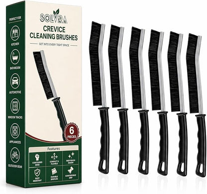 Crevice Cleaning Brush Set – 6Pcs Hard Bristle Cleaning Tools for Grout, Tile Floors, Gaps & Narrow Spaces – Small Grout Scrub Brush for Cleaning Bathroom, Shower, Window Tracks, Kitchen