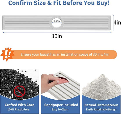 Fast Drying Kitchen Sink Splash Guard, Durable Stone Kitchen Faucet Mat, Water Absorbing Stone Tray for Sink, Diatomite Faucet Mat for Kitchen Sink, Stone Drying Mat for Kitchen and Bathroom Counter