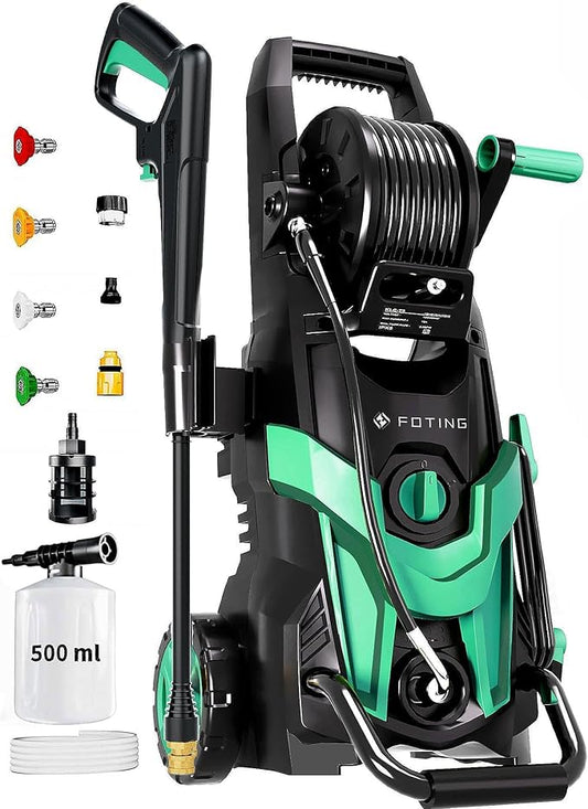 2026NEW Pressure Power Washer 4500PSI with 4 Quick Connect Nozzles, Inlet Hose & Filter, Foam Cannon for Cars/Fences/Driveways/Patios/Home Cleaning, Navy Blue