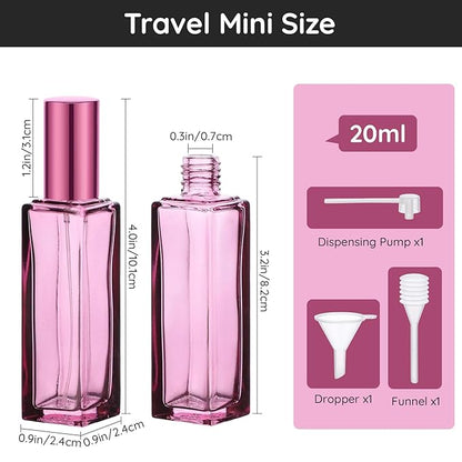 Segbeauty Empty Perfume Bottles, 20ml Travel Perfume Atomizer Refillable, 2pcs Portable Mini Cologne Spray Bottle Set Toiletries Cosmetic Fragrance Sample Dispense Pump Bottles Container for Travel