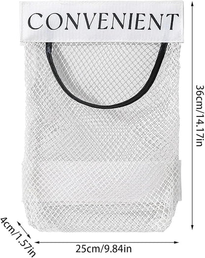 2 Pack Trash Bag Holder Dispenser Sticky Wall Mount Mesh Convenient Storage Organizer for Home Kitchen Grocery Plastic Shopping Garbage Bags Reusable Produce Tote Bag