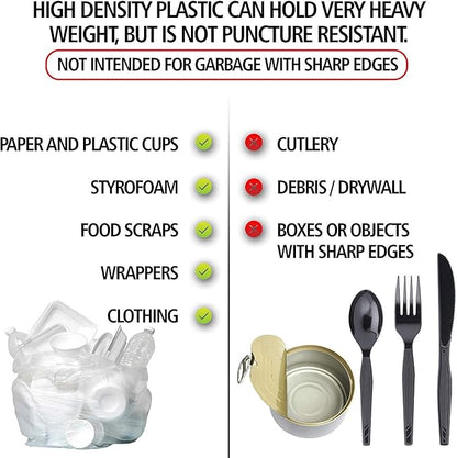 Aluf Plastics High Density Trash Bags, 60 Gallon, 150 Count, 22 Micron (eq), 38" x 60", Clear, for Bathroom, Office, Industrial, Commercial, Janitorial, Municipal, Recycling