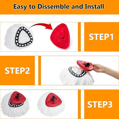 8-Pack Spin Mop Replacement Heads, 100% Microfiber Spin Mop Refills Heads for Easy Wring, 360°Micro Replacement Mop Head for Easy House Cleaning Floor Mopping - (White)