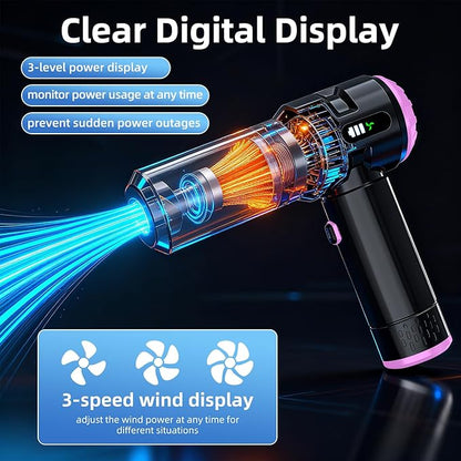 Sycoodeal Handheld Car Vacuum Cleaner, 25000PA Strong Cyclonic Suction Portable Mini Vacuum Cordless with Digital Display Lightweight for Pet Hair, Car, Home, Office, Kitchen (Purple)