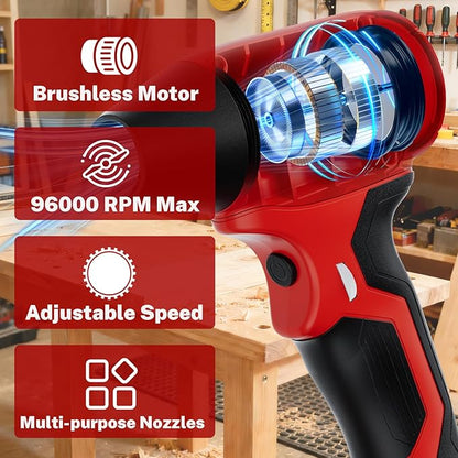 Cordless Dust Blower Compatible with Milwaukee M18 18V Battery, Handhled Leaf Blower Electric Compressed Air Duster Turbo Jet Fan with Nozzles for Blowing Leaves and Dust