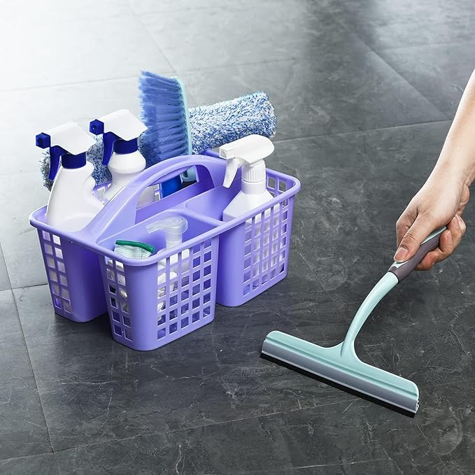 Portable Shower Caddy Basket,Convenient Cleaning Supplies Organizer with Compartments and Handle,Ideal for Bathroom, Bedroom, Kitchen, College Dorm,Garden,etc.Purple-2 Pcs