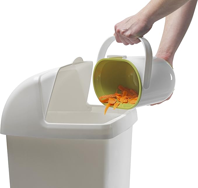 Addis 2.5 Litre Kitchen Compost Caddy, White/Green