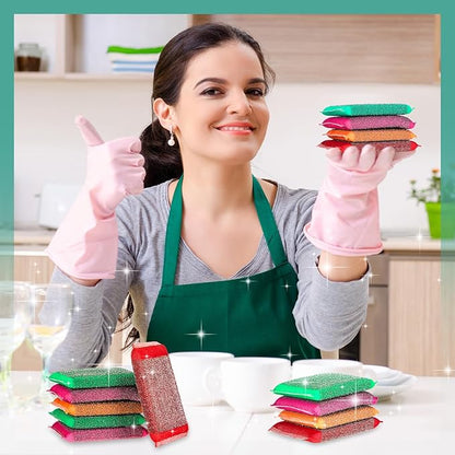 Thyle 24 Pack Kitchen Steel Scrubbing Sponges, Heavy Duty Non Scratch Metal Scrub Pads, Reusable Cleaning Sponges for Dishes, Pots, Pans, Sink and Tough Hard Stains (Vibrant Color)