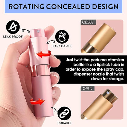 6 Pack 8ML Empty Atomizer Sprayer for Perfume Cologne Spray Bottle for Refill Portable Cologne Dispenser Mini Sprayer for Men Twist Tpye