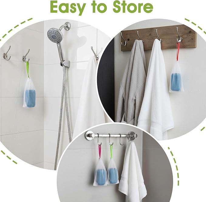 12 Pcs Soap Bag, Mesh Soap Saver Bag with Drawstring Foam Net Bar Soaps Pouch Soaps Net Soaping Packaging Bath Accessories for Soaping Bars Shower Washing Body Bath Gym Travel (White)