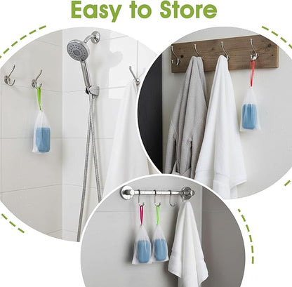 12 Pcs Soap Bag, Mesh Soap Saver Bag with Drawstring Foam Net Bar Soaps Pouch Soaps Net Soaping Packaging Bath Accessories for Soaping Bars Shower Washing Body Bath Gym Travel (White)