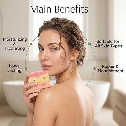 Marbela Cosmetics Himalayan Salt Springs Handmade Soap Bar - Hydrating Mineral Salt Clay Face & Body Soap - Citrus Floral with Litsea Cubeba Scent - Vegan Cruelty Free Artisan 3.5 Oz