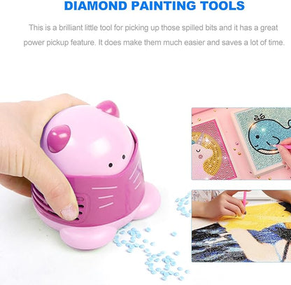Mini Desktop Vacuum Cleaner Cross Stitch Embroidery Diamond Art Painting Accessories (Extractor - Pink)