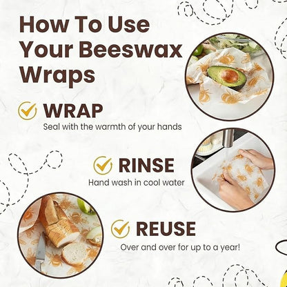 XXL Reusable Beeswax Wraps For Food - 14 x 55 in Roll | Cut to Size Bees Wax Wraps Reusable | Extra Large Beeswax Paper Sheet | Cute Bees Wax Roll for Food Wraps