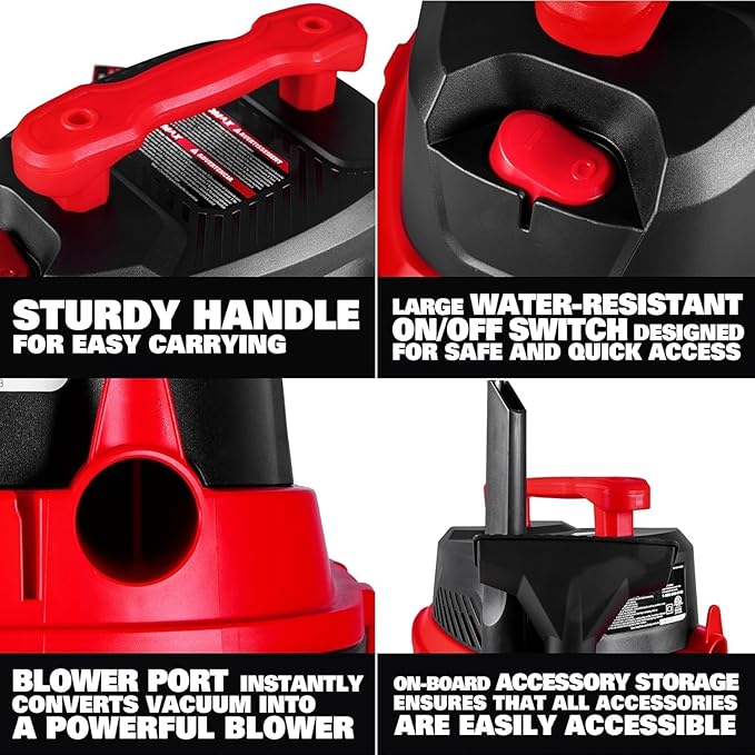 ECOMAX Small Shop Vacuum Wet/Dry 3 Gallon, 3 Peak HP, Small Shop Wet Dry Vac with Accessories, 3-in-1 Mini Shop Vacuum with Blower Function for Home, Car Detailing, Workshop, EM18910P-3