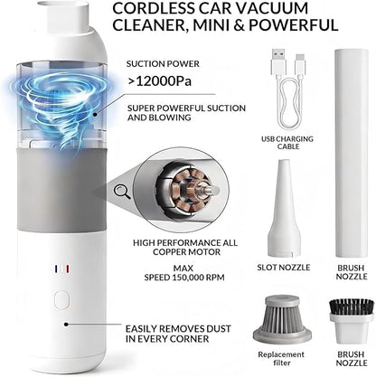 Handheld Car Vacuum Cleaner,Car Vacuum Portable,High Power Hand Held Vacuum,with 2 Suction Modes and 16800 Pa Suction Power Blowing & Inflating 2 Modes for Car, Desk, Keyboards