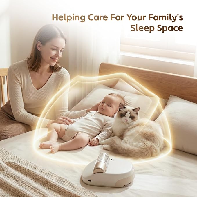 CREATULIZE X1 Robot Bed Vacuum, Automatic Mattress Vacuum Cleaner with 3 HEPA Filter and Metal Strip Roller Brush for Bed, Mattress, Sofa, Carpet(White)