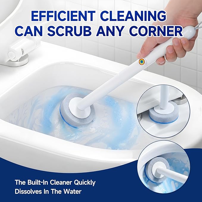 Disposable Toilet Cleaning Brush Kit with 48 Refill Heads, Long Handle Deep Clean Toilet Brush, All in One Bathroom Toilet Cleaner System for Household Apartment Daily Bathroom Cleaning