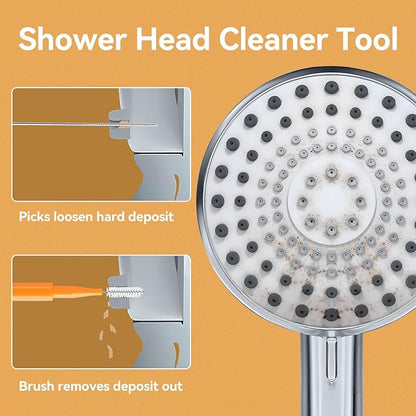 50PCS Shower Head Cleaning Brush, Shower Head Cleaner Tool for Showerhead Small Hole Nozzle, Anti-Clogging Multifunctional Crevice Cleaning Brush with Protective Cover & Storage Boxes(Orange, White)