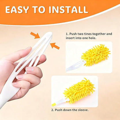 Reusable Duster Pads Compatible with Swiffer Hand Duster, 360 Duster Refill, Heavy Duty Duster Refills, Microfiber Dusters Refills for Swiffer Extended Handle, 2 Pack (Handle is Not Included)