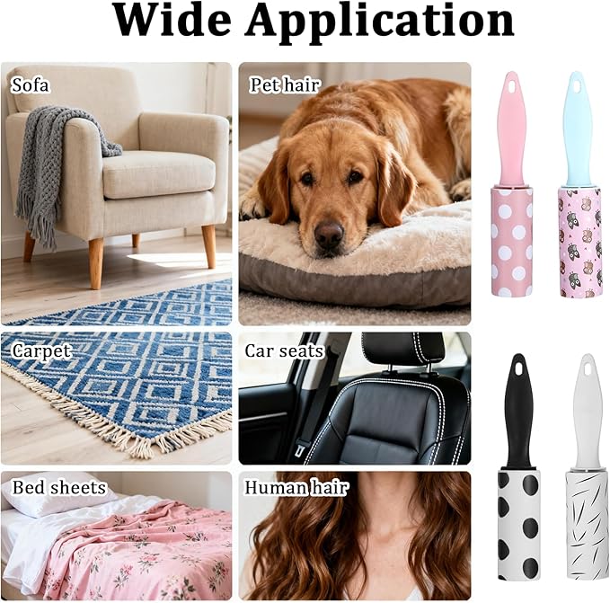 36 Pcs Lint Roller for Pet Hair Extra Sticky and Clothes,Mini Travel Lint Rollers Disposable Sheets Remove Dog/Cat Hair for Home Car Travel Use