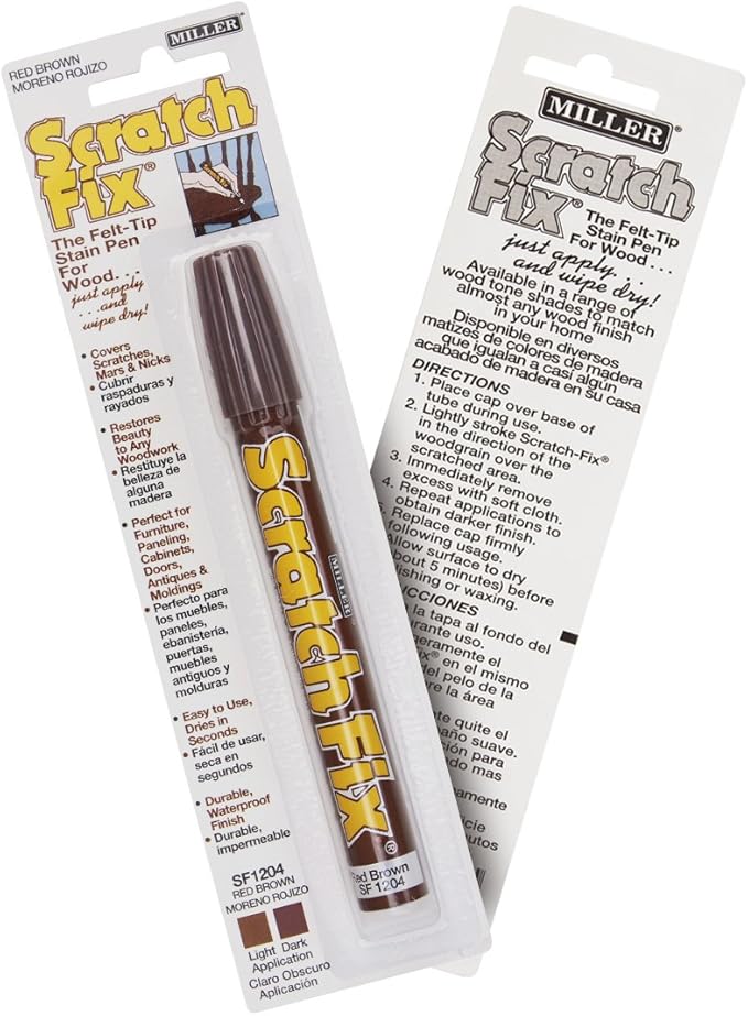 Miller SF1204 Wood Stain Scratch Fix Pen / Wood Repair Marker - Red Brown Wood
