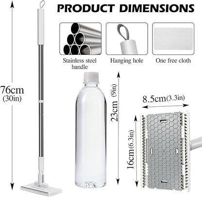 Mini Sweeper Mop,Masthome Reusable Clamp Mop with Short Stainless Steel Handle,1 Second Installation,Flat Dust Mops for House Wall,Bathroom, Windows, Corners, Includes 1 Sweeping Cloth