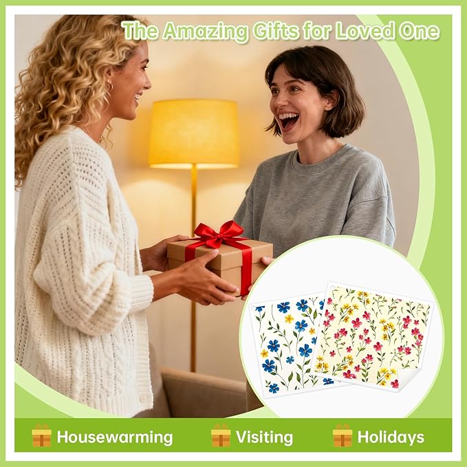 Swedish Dishcloths for Kitchen, 5 Pack Floral Flowers Reusable Paper Towels with 3 Hooks, Washable Dish Cloth Set, Absorbent Cleaning Cloth for Washing Dishes Housewarming Gifts for Friend