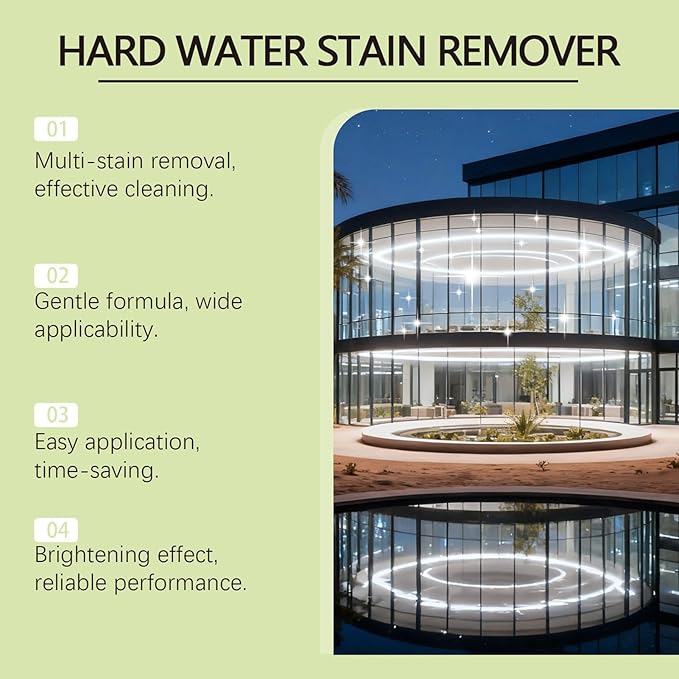 Water Stain Remover, 237ML Soap Scum Cleaning Agent, Glass Hard Water Shower Cleaner Spray, HardWater Spot Remover Spray, for Shower Bathtub Faucet Sink Bathroom Kitchen Apartment