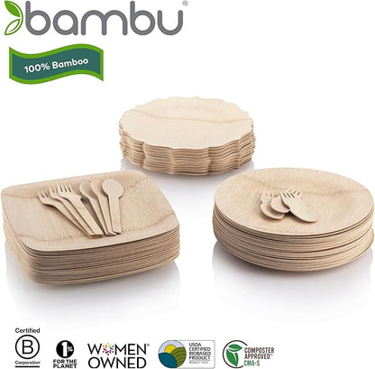 Bambu Pack of 5-2.75 Inch Bamboo Pot Scrapers, Biodegradable Eco-friendly Products, Cleans Kitchen Pans, Removes Food Effectively, Compostable