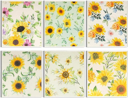 6 - Pack Swedish Kitchen Dish Cloths - Reusable Paper Towels for Counters & Dishes - Eco Friendly Cellulose Sponge Cloth (Sunflower)