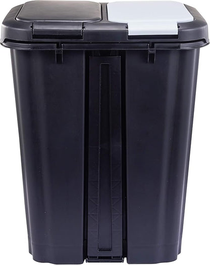Step N' Sort 2 x 5.5 Gallon, Dual Trash and Recycling Bin with Slow Close Lid,Black,40 Liter,SNS402-B