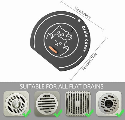 2-in-1 Shower Drain Hair Catcher & Bathtub Drain Cover, Odor-Proof Silicone Hair Stopper for Bathroom, Tub, Sink, Kitchen, Laundry - Prevents Clogs and Unpleasant Smells (1, Grey)