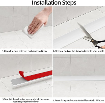 39 inch Water Barrier for Sink, Silicone Rubber Kitchen Water Splash Guard, Bendable Corner Dam Water Retaining Strip for Countertop,Shower, Bathroom,Frameless Shower Threshold Door Bottom Seal Strip