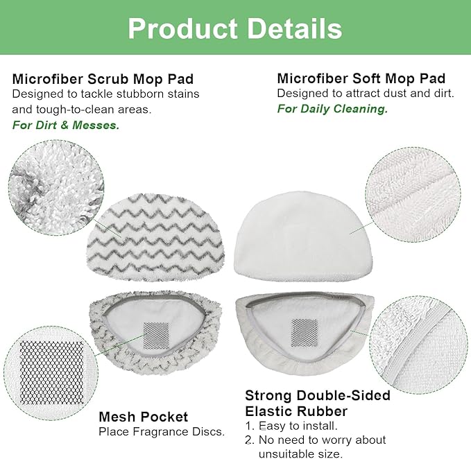 10 Pack 1940 1806 2685A Steam Mop Pads For Bissell Powerfresh Steam Mop Deluxe Pet Lift-Off Plus Slim Scrubbing Steam Mop Replacement Pad 1940A 2814 1544A 2075A Power Fresh Steamer Pad Refill Washable