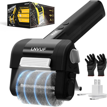 Electric Grill Brush, Grill Cleaner with LED Light, with 800 RPM Motor, 304 Removable Stainless Steel Brush Head, Cordless & Type-C Rechargeable for BBQ, Heavy Duty Grill Cleaning Tool (Black)