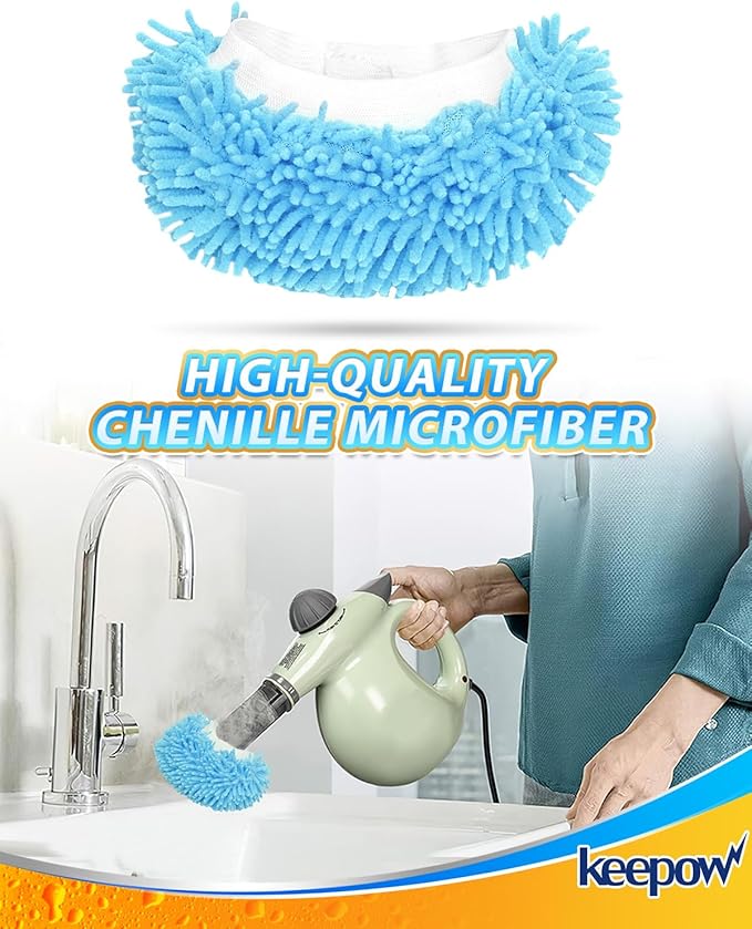KEEPOW 4 Pack Reusable Steam Mop Pads Compatible with Bissell Steam Shot Omni, PurSteam, Wagner Spraytech Handheld Steam Cleaner, Universal Microfiber Cloths Steam Mop Pads, Washable Mop Pads