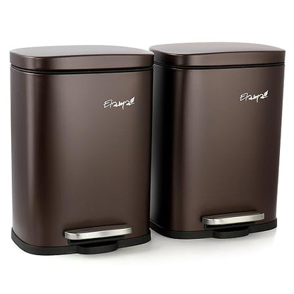 Elama Kitchen, Home and Office Versatile Step Trash/Recycling Bin with Slow Close Mechanism (3 Piece 7.9 Gallon + 2 x's 1.32 Gallons Bronze)