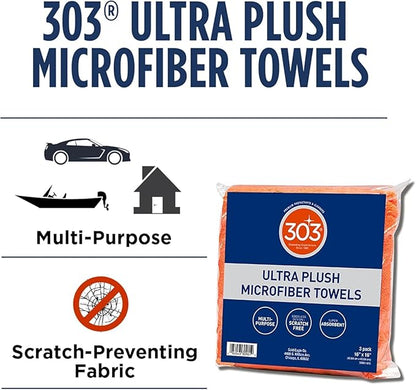 303 Products Multi-Surface Cleaner Spray 16 oz Bundle with Microfiber Towels, Residue-Free Cleaning for Vinyl, Fabric, Plastic & More – Safe on All Water-Safe Surfaces, Sunbrella Recommended