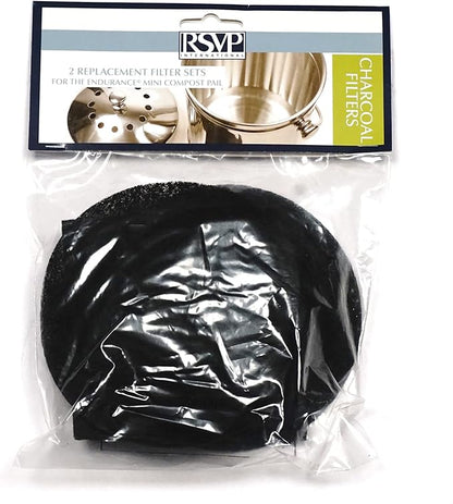 RSVP International Charcoal Compost Bin Filter 2-Piece Set Helps Keep Kitchen Smelling Fresh, Replacement - 1 Gallon Bin/Pail