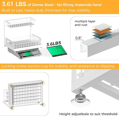 Saydear Under Sink Organizer Storage 2-Tier Premium Metal Pull-Out Kitchen Cabinet Organizer with Sliding Drawer, Height Adjustable, Heavy Duty for Kitchen & Bathroom Organizers 2 Pack White