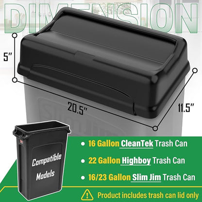 SDSNTE Trash Can Lid Compatible for 16/23 Gallon Slim Jim Trash can, 16 Gallon CleanTek Trash Can, 22 Gallon Highboy Trash Can, Pack of 2