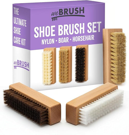 3 Small Shoe Brushes, Shoes Cleaning Brush Kit, Suede Shoe Cleaner, Boot White Sneaker Cleaner with Nylon Boar Horsehair Bristles Suede Brush for Canvas Leather Bags Jackets Scrub & Polish