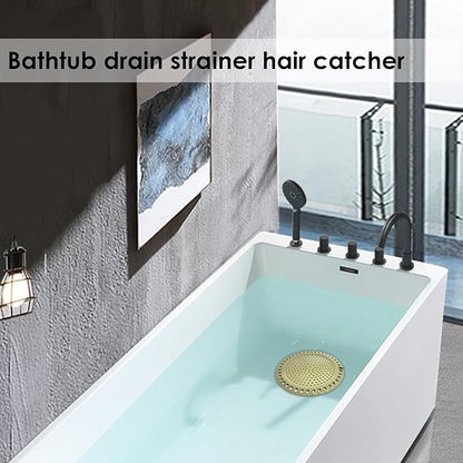 Huntonry Hair Drain Catcher, Shower Drain Hair Catcher, Shower Drain Strainer, Bathtub Drain Cover, Tub Drain Hair Catcher, Bathroom Sink Strainer, Bathroom Drain Protector, Flat, Round, Gold