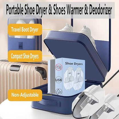 Portable Shoe Warmers & Dryer Boot Dryer for Smelly Shoes, Portable USB Powered Moisture & Odor Eliminator for Boots, Sneakers, Soccer Cleats, Travel-Ready Footwear Care for Men & Women (Size 5-14)