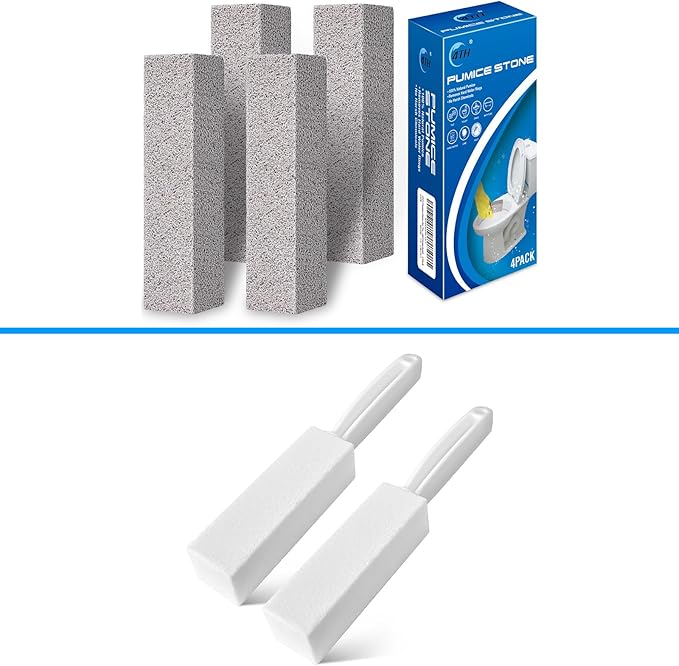 4TH Pumice Stone for Toilet Bowl Cleaning,Powerfully Remove Stubborn Stains： Limescale,Hard Water Ring,Calcium Buildup,Iron,Rust