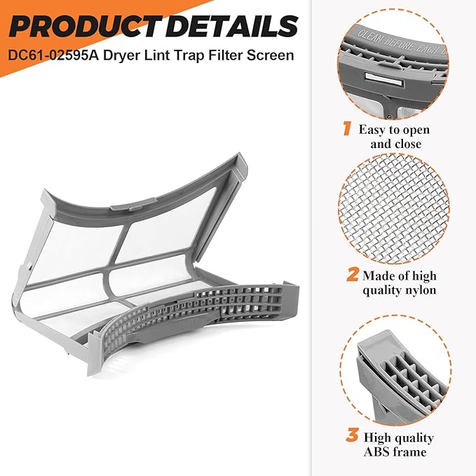 【𝟮𝟬𝟮𝟲 𝗨𝗽𝗴𝗿𝗮𝗱𝗲𝗱】DC61-02595A Dryer Lint Filter Case Screen WITH UPGRADDED BRUSH - Replacement for Samsung Dryer DV42H5200EW/A3 DV42H5000EW/A3 DV45K6500EV/A3 DV42H5200EP/A3 by Beaquicy