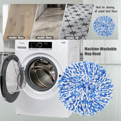 4 Pack Spin Mop Replacement Heads Microfiber Mop Refills Compatible with 2 Tank System Replace Head Safe for Cleaning All Hard-surfaced Floors Includes 1 Extra Mop Replacement Base